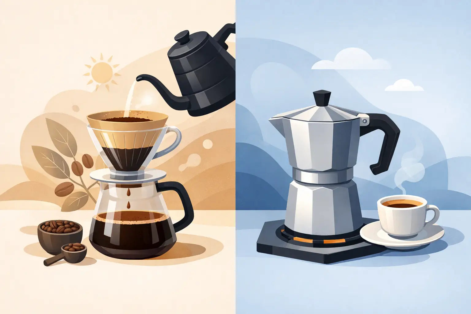 V60 o cafetera italiana: cuál elegir