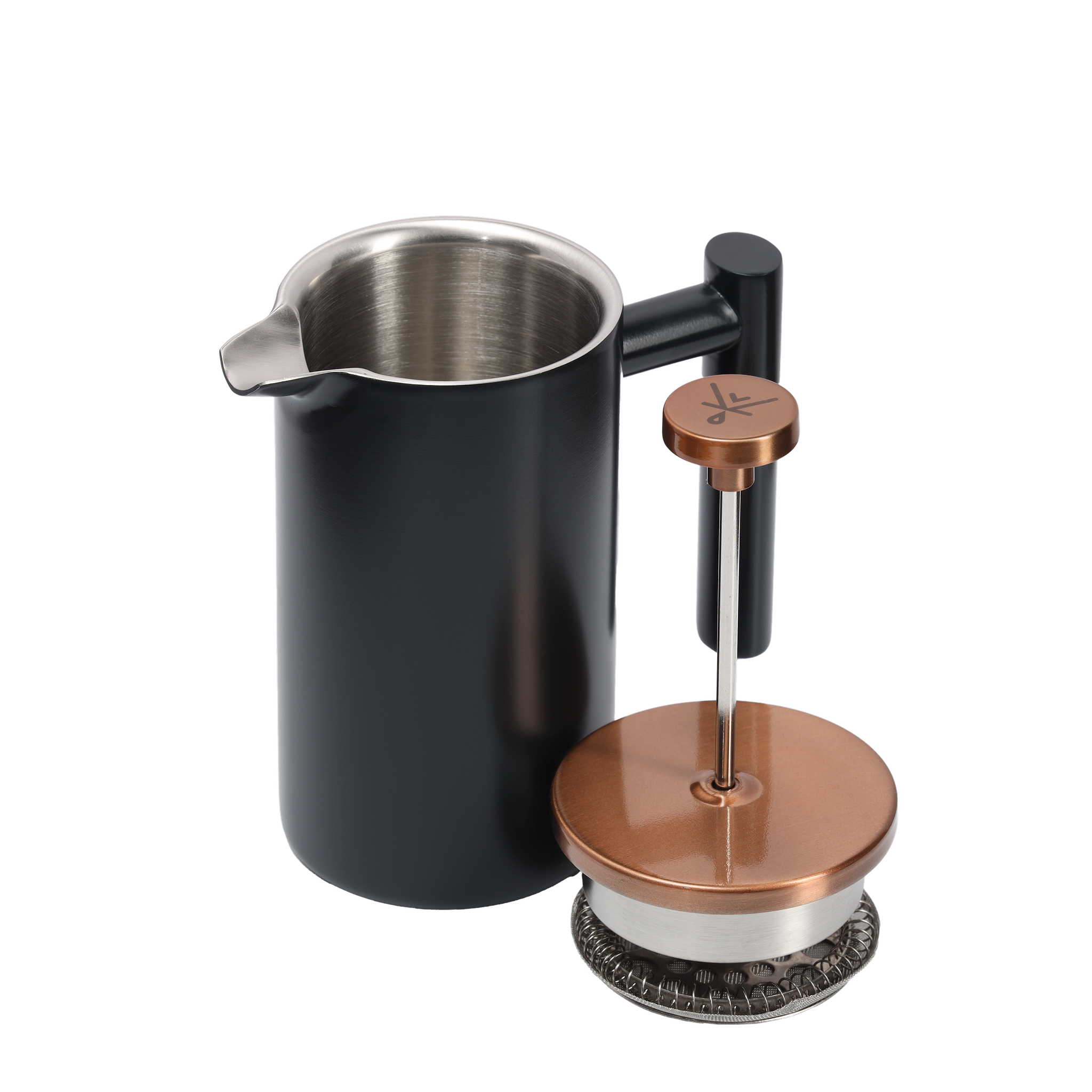 PRENSA FRANCESA NEGRA ACERO 350 ML TAPA COBRE