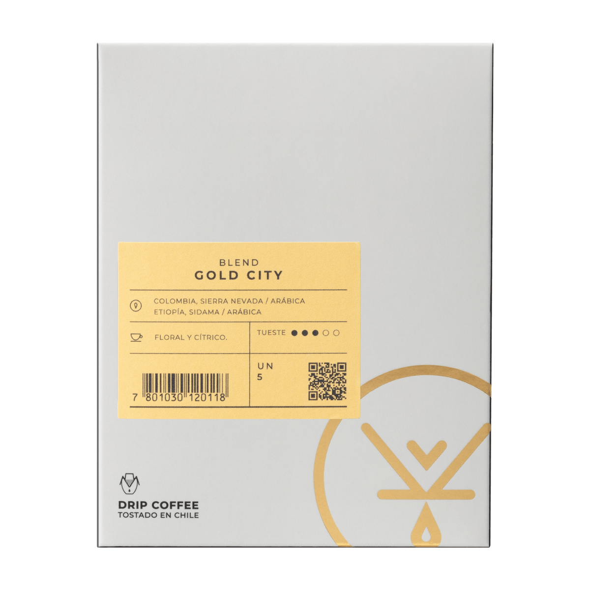 Caja 5 Drip Coffee Gold City - Blackdrop Coffee