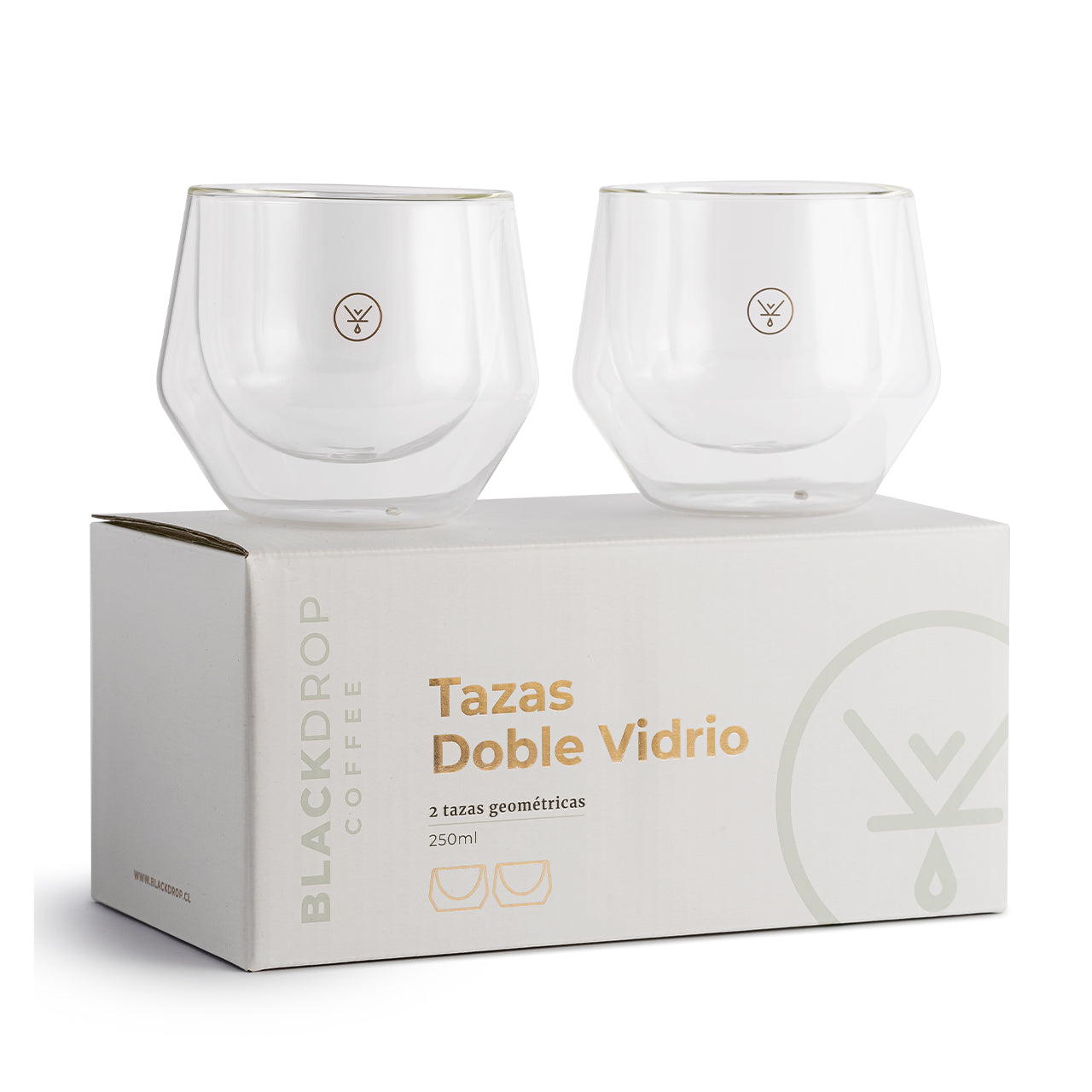 SET 2 TAZA GEOMETRIC DOBLE VIDRIO 250 ML - Blackdrop