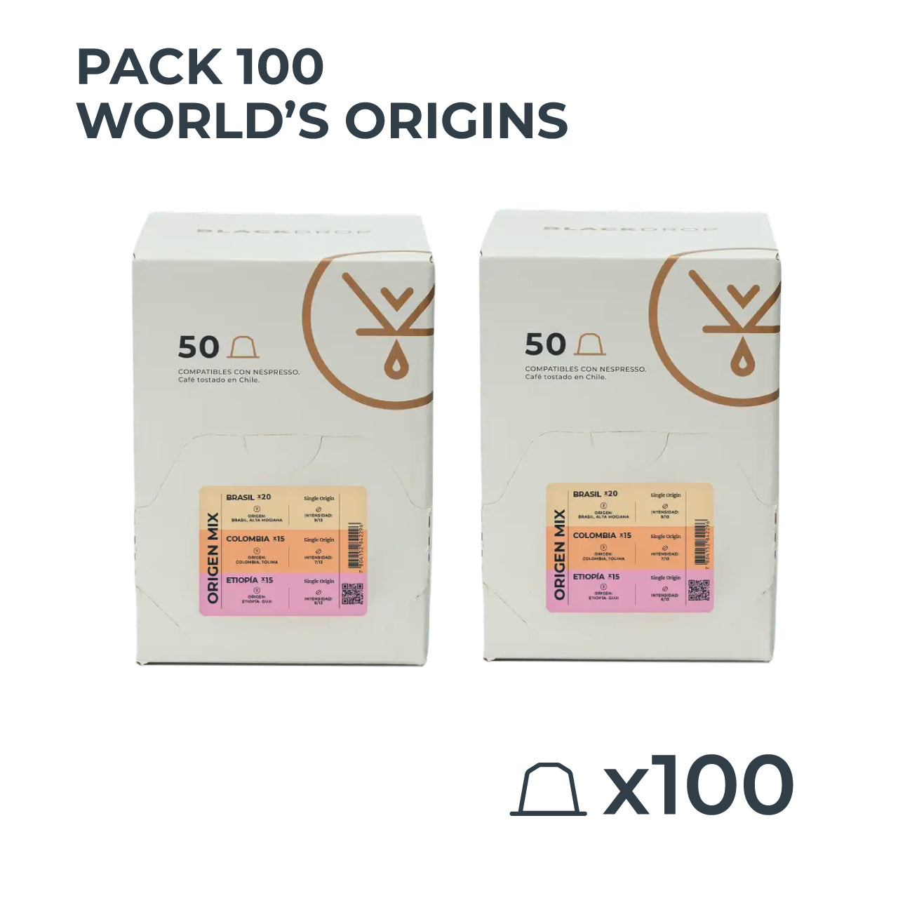 100 cápsulas World's Origins - Blackdrop