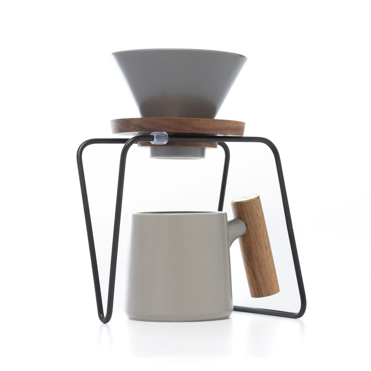 Set cafetera V60 taza gris madera DHPO - Blackdrop