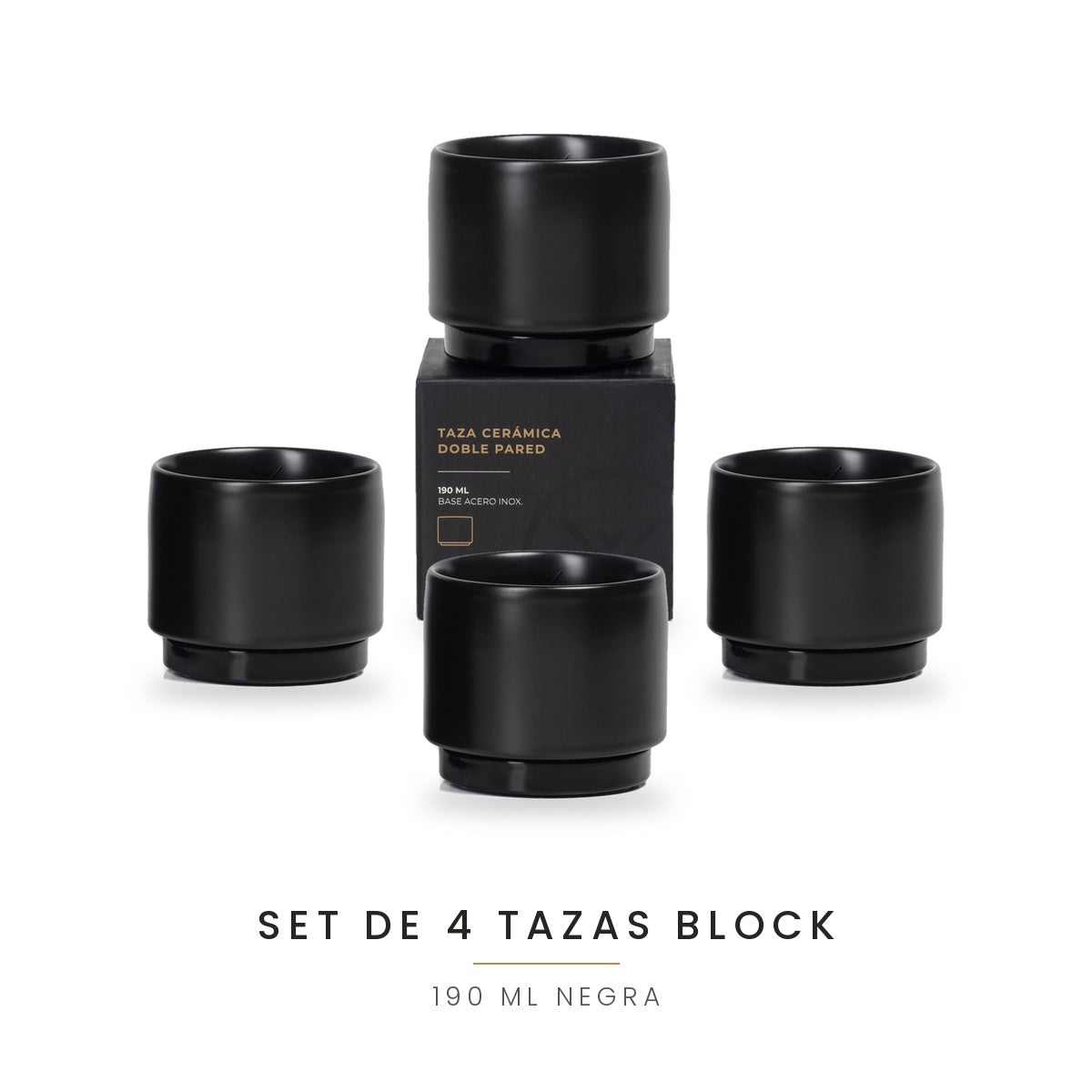 Set de 4 Tazas Block 190 ML Negra