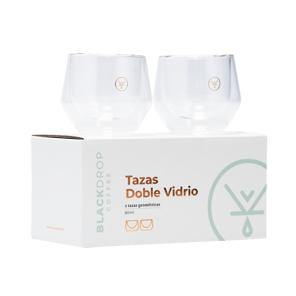 SET 2 TAZAS ESPRESSO DOBLE VIDRIO 80 ML GEOMETRIC - Blackdrop