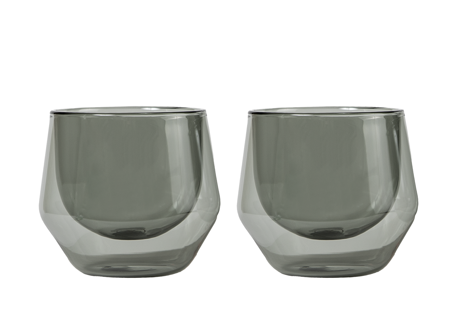 Set 2 Tazas Geometric Doble Vidrio 250ml Smoke
