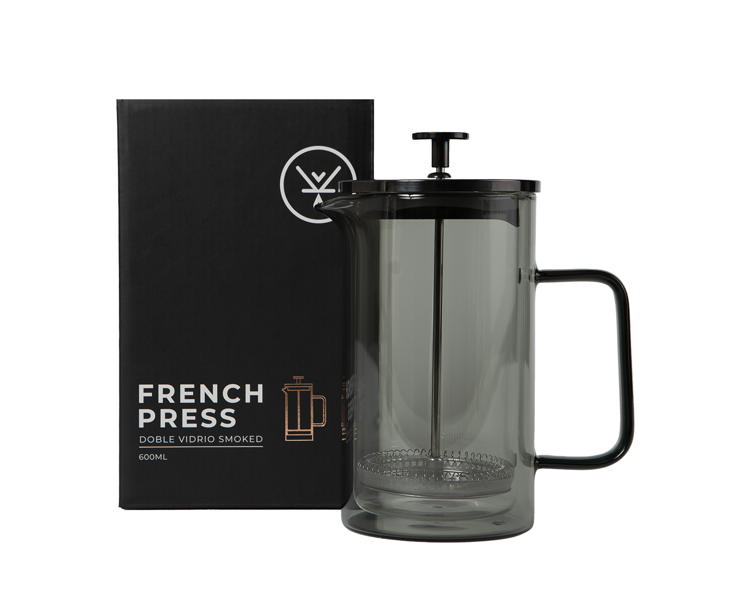 PRENSA FRANCESA DOBLE VIDRIO SMOKE 600 ML