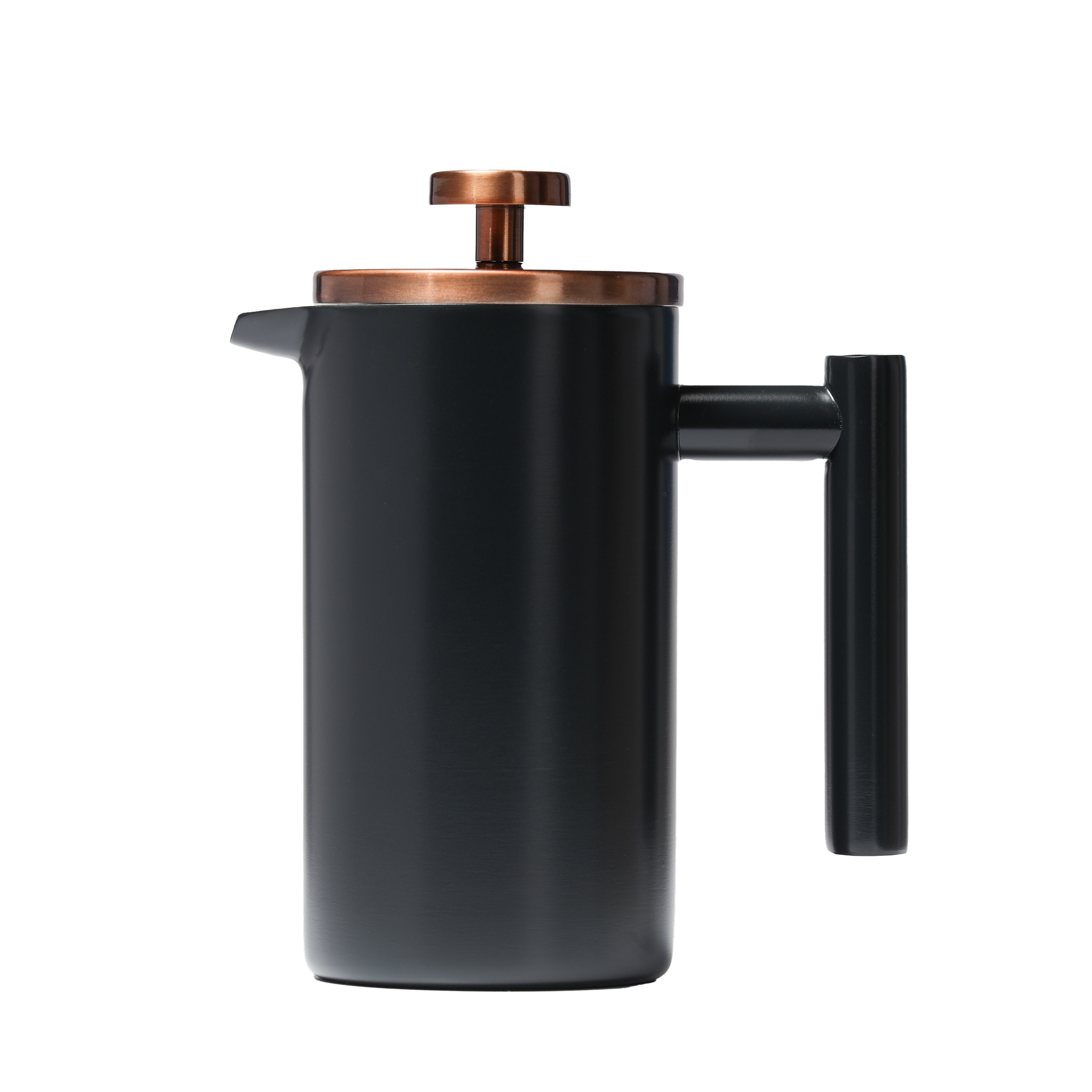 PRENSA FRANCESA NEGRA ACERO 350 ML TAPA COBRE
