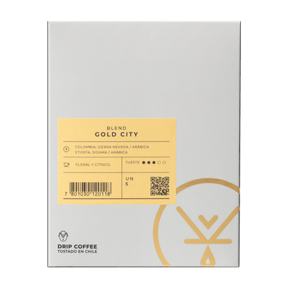 Caja 5 Drip Coffee Gold City - Blackdrop Coffee