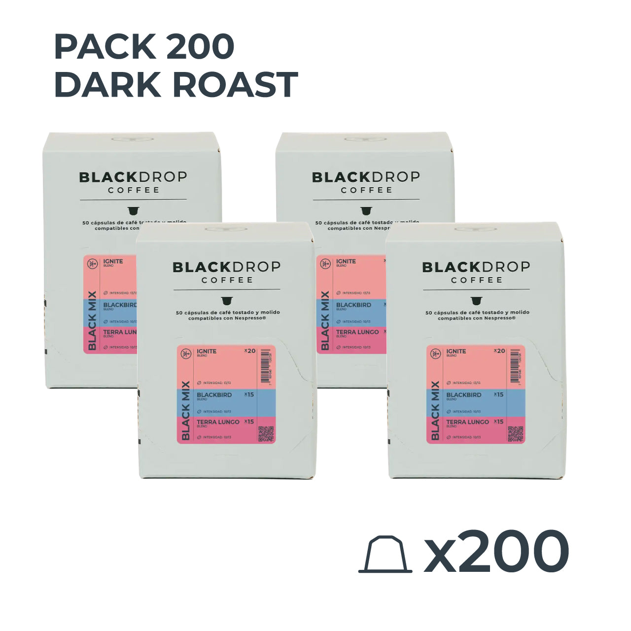 200 cápsulas dark roast - Blackdrop