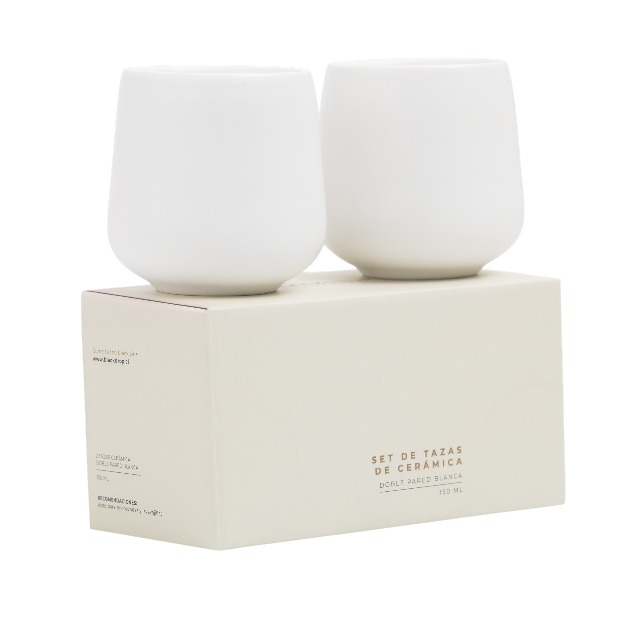 Set 2 Tazas Cerámica Lungo 150 ML Blanco