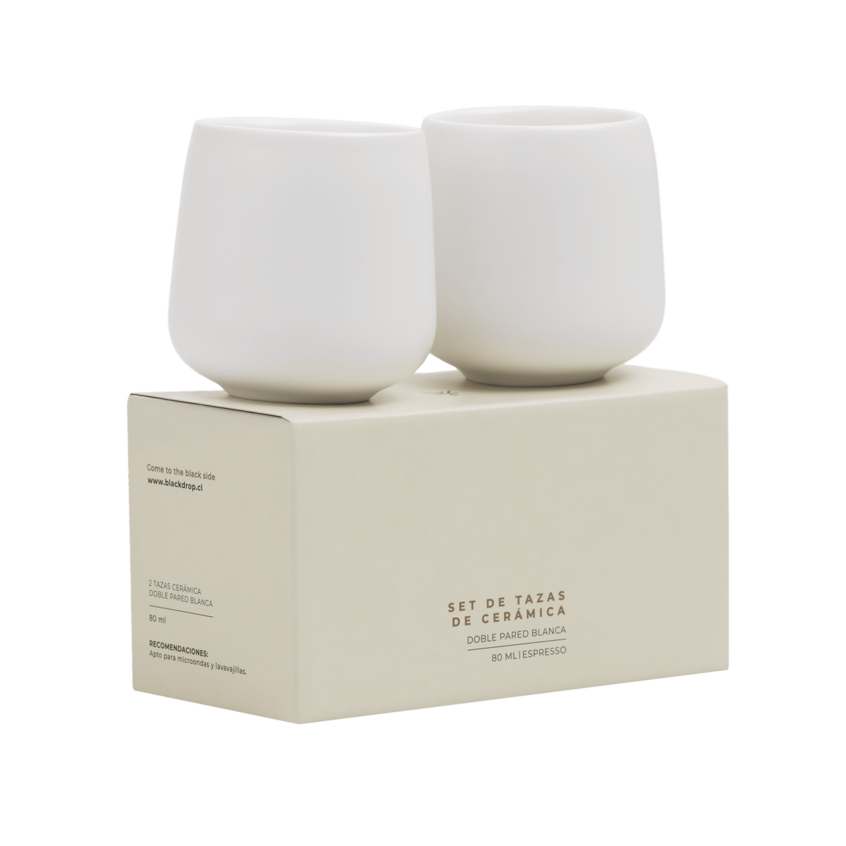 Set 2 Tazas Cerámica Espresso 80 ML Blanco - Blackdrop Coffee