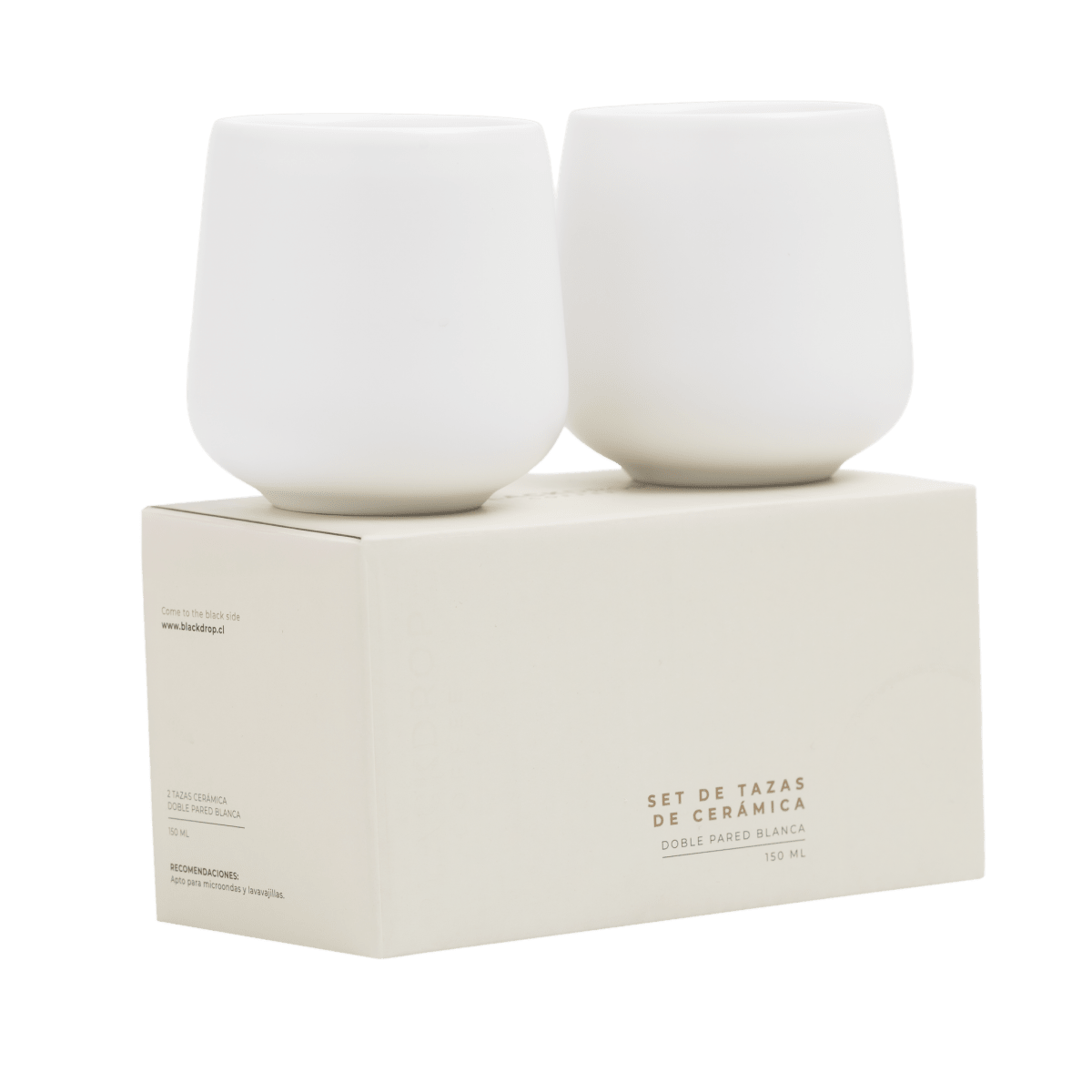 Set 2 Tazas Cerámica Lungo 150 ML Blanco - Blackdrop Coffee