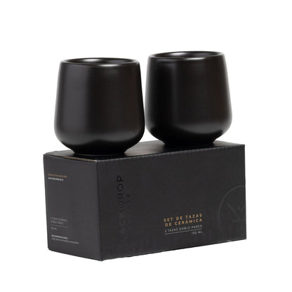 Set 2 Tazas Cerámica Lungo 150 ML Negro - Blackdrop Coffee