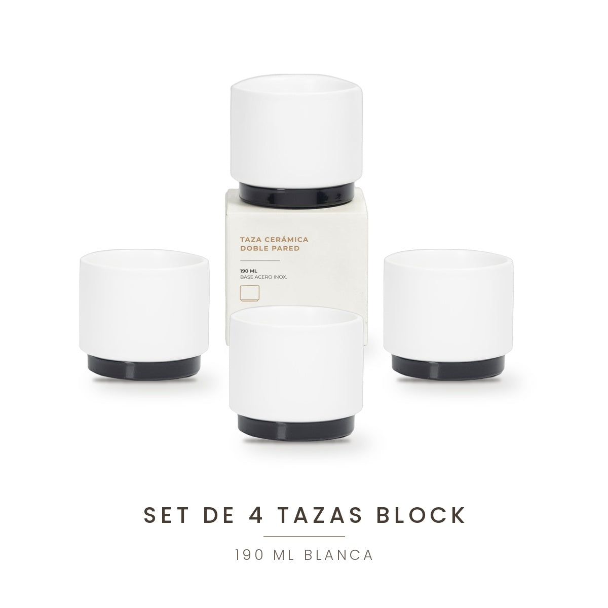 Set de 4 Tazas Block 190 ML Blanca
