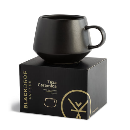 TAZA CERAMICA NEGRA CON AZA 300 ML - Blackdrop