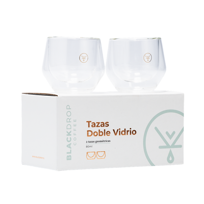 SET 2 TAZAS ESPRESSO DOBLE VIDRIO 80 ML  GEOMETRIC - Blackdrop